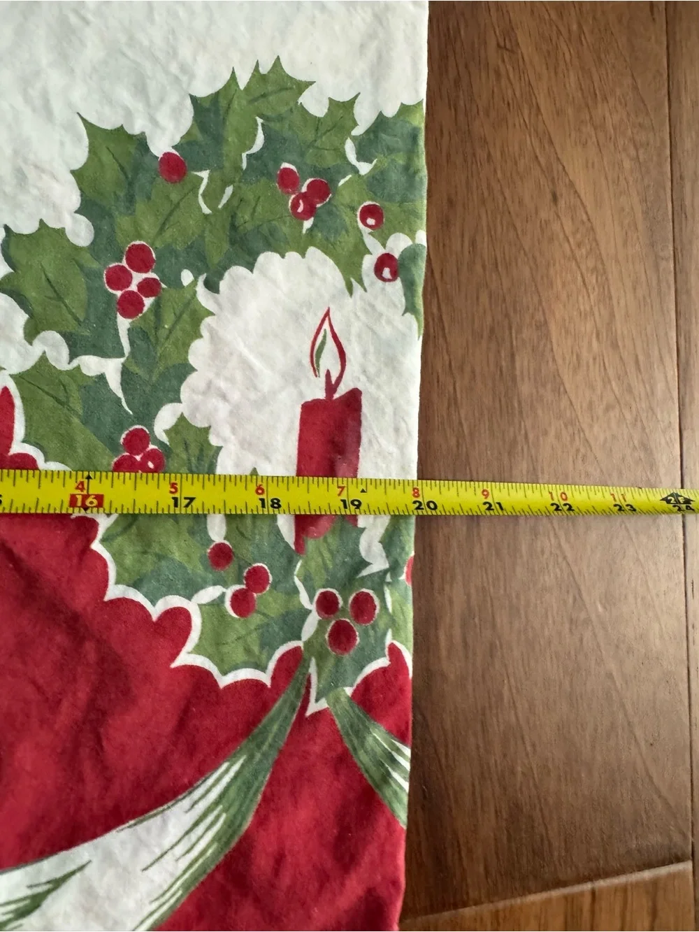 Vintage 1950-1960’s Christmas Cotton Pillowcase - Candles & Holly